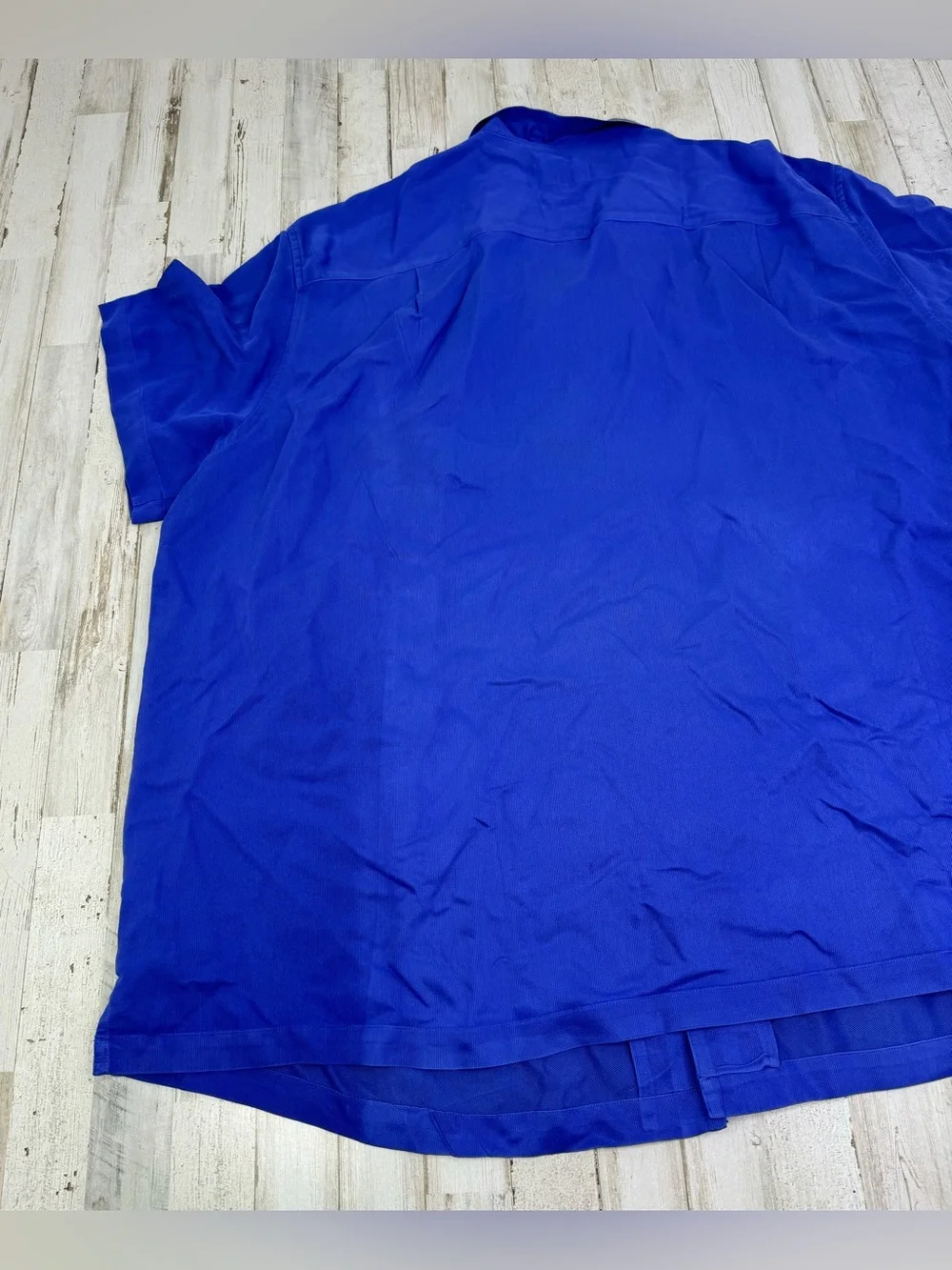 Oak Hill Mens 3XL Blue Short Sleeve Button Down Shirt Rayon Blend